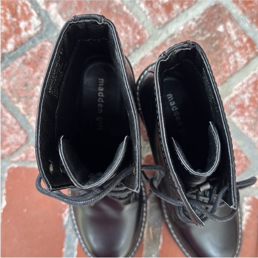 Madden Girl Black Lace-Up Chunky Heel Boots - Picture 4 of 5